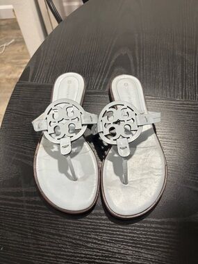 Tory Burch White Logo Thong Sandals
